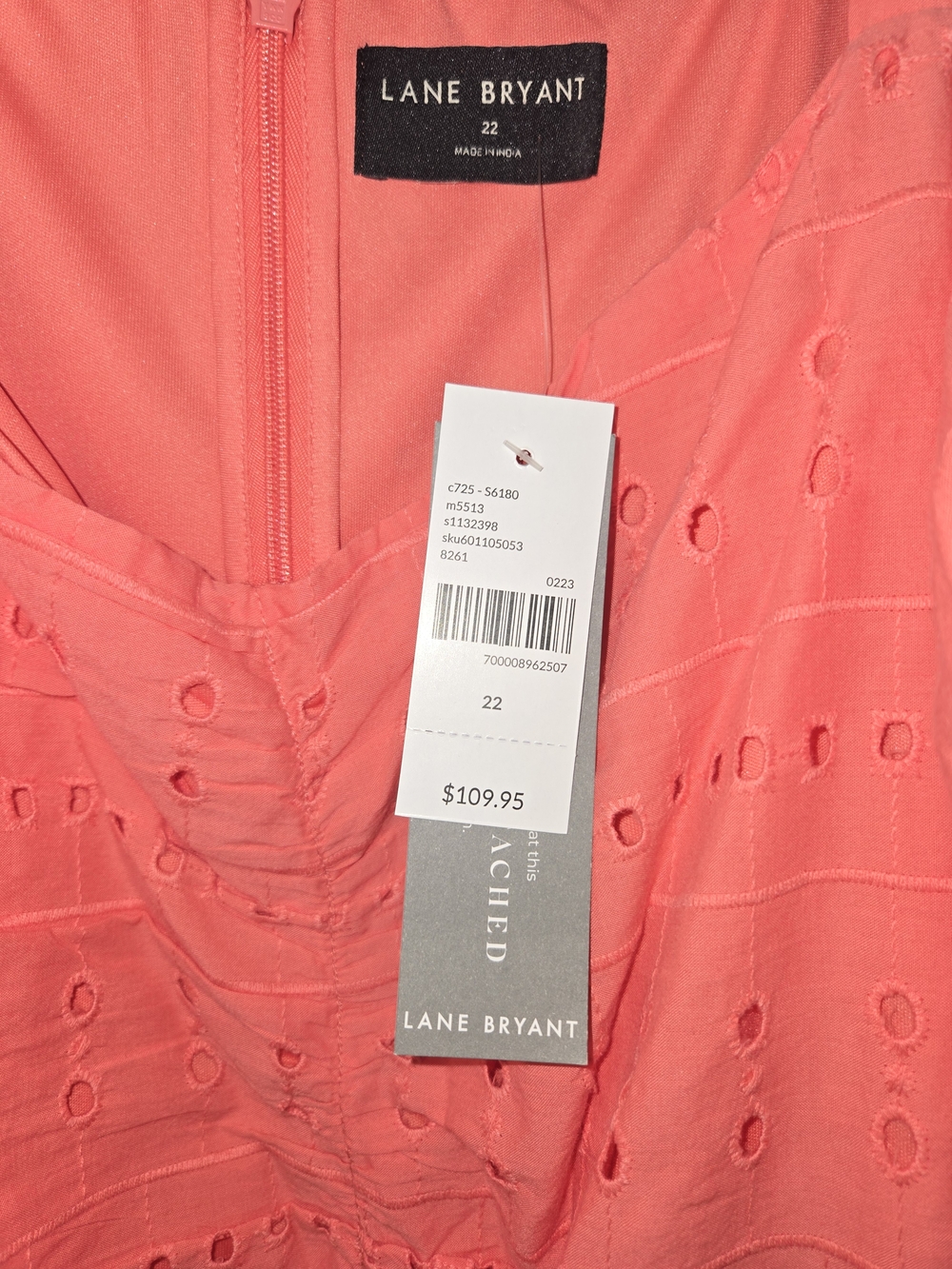 Lane Bryant Coral Pink Eyelet Midi Sundress - Picture 3 of 3